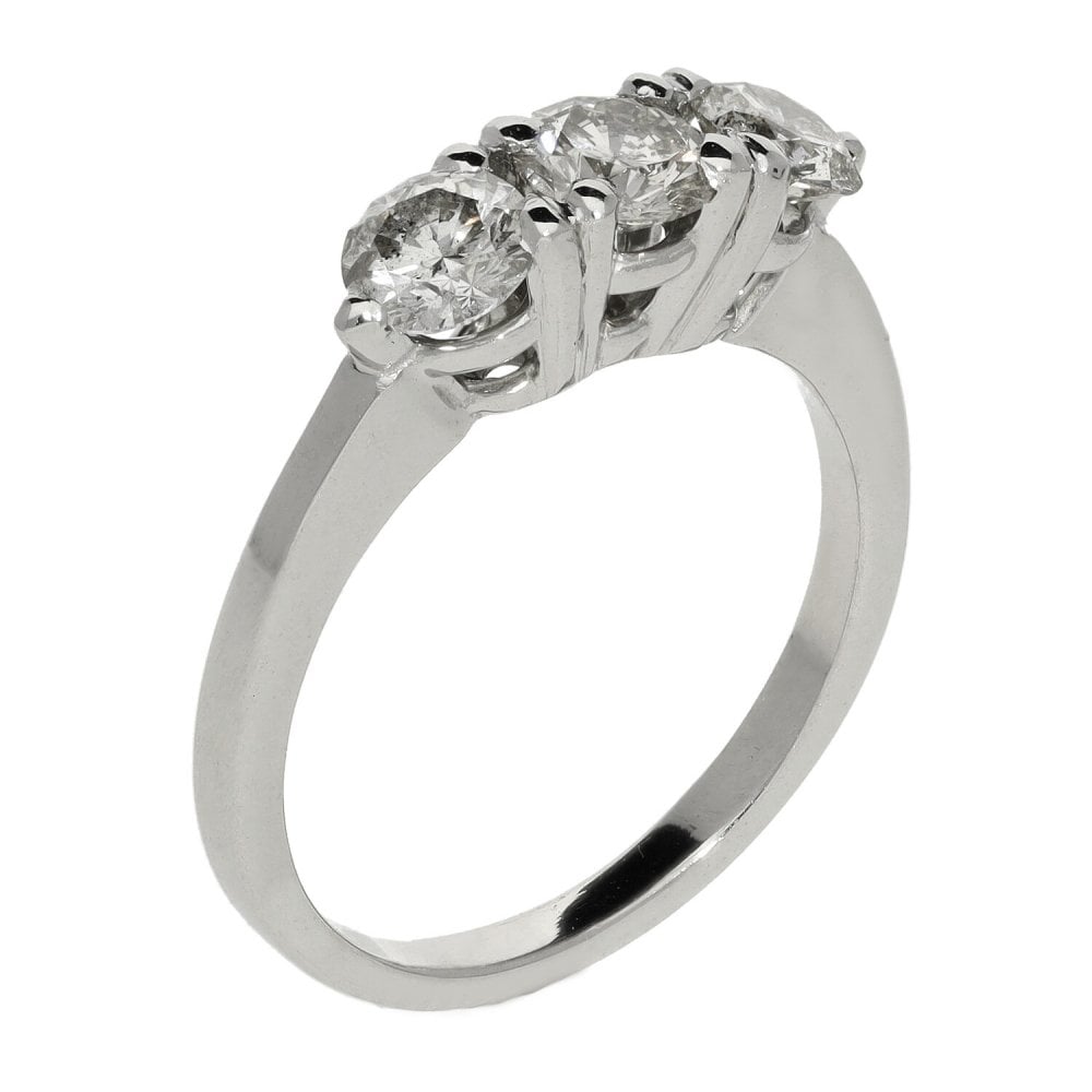 14ct White Gold Diamond Trilogy Ring - 1.00ct