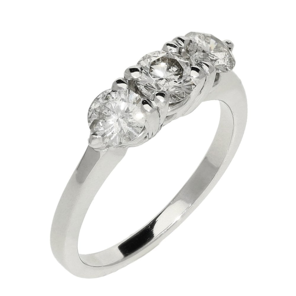 14ct White Gold Diamond Trilogy Ring - 1.00ct