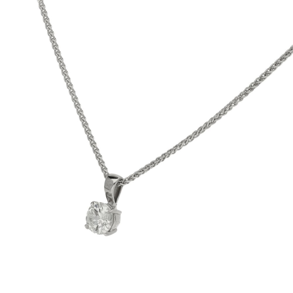 Ladies 18ct White Gold 0.47ct Diamond Pendant & 16" Chain