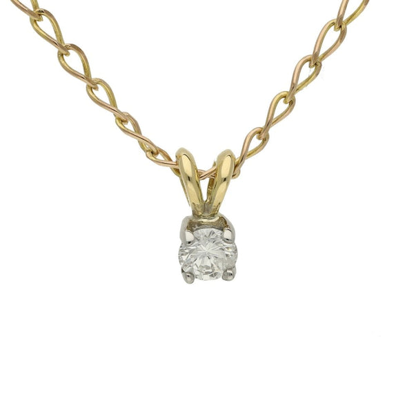 Ladies 9ct Yellow Gold 0.20ct Diamond Pendant & 18" Chain