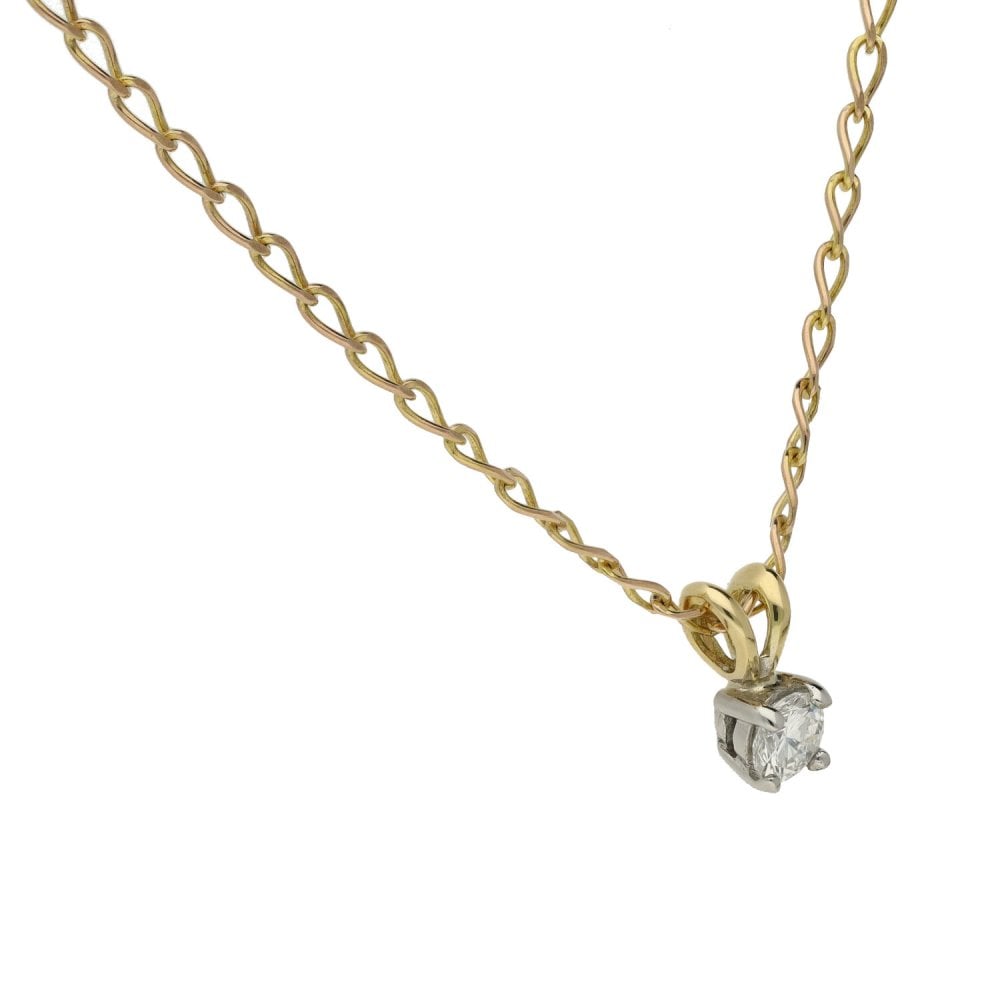 Ladies 9ct Yellow Gold 0.20ct Diamond Pendant & 18" Chain