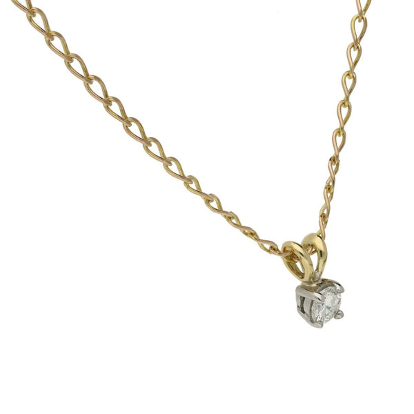 Ladies 9ct Yellow Gold 0.20ct Diamond Pendant & 18" Chain
