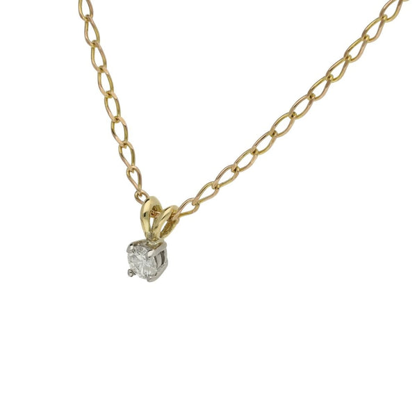 Ladies 9ct Yellow Gold 0.20ct Diamond Pendant & 18" Chain