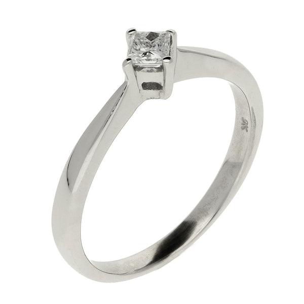 Ladies 9ct White Gold Princess Cut Diamond Engagement Ring