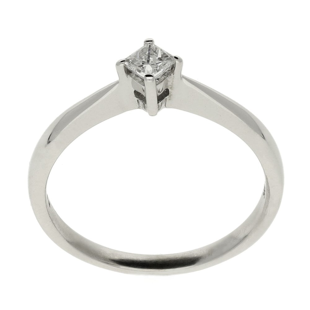 Ladies 9ct White Gold Princess Cut Diamond Engagement Ring