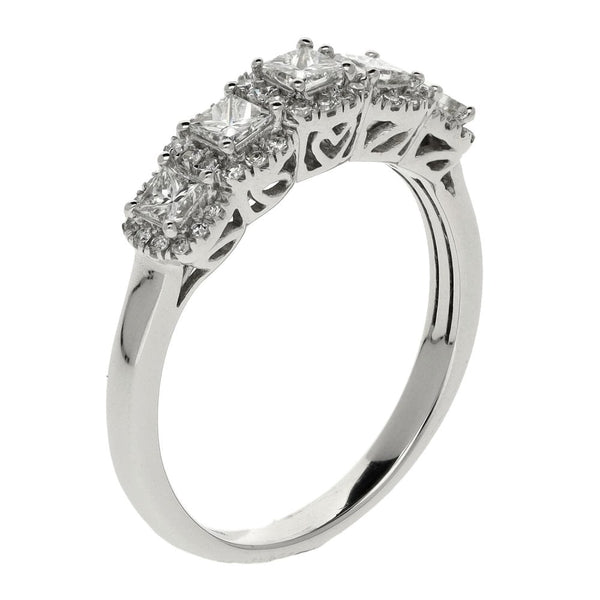 Ladies 14ct White Gold 0.75ct Five Stone Diamond Row Ring