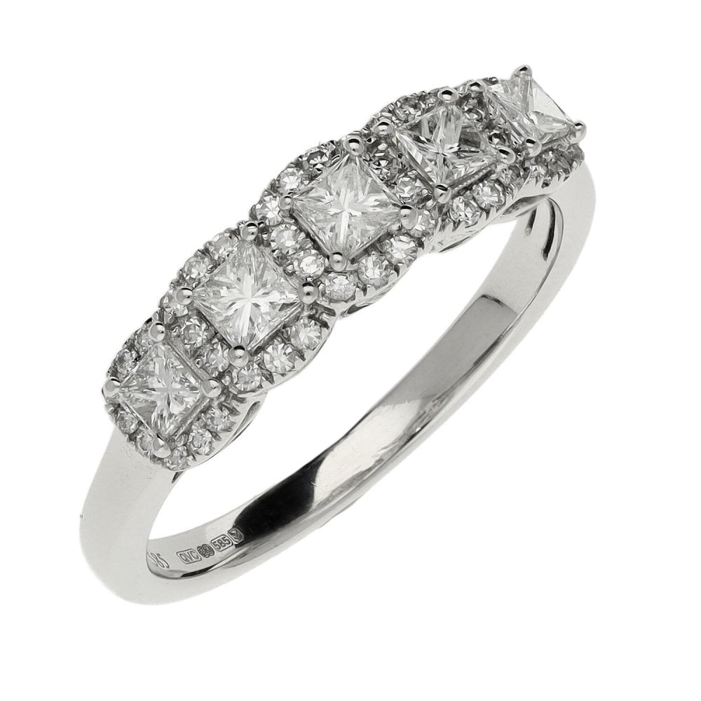 Ladies 14ct White Gold 0.75ct Five Stone Diamond Row Ring