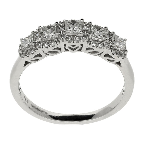 Ladies 14ct White Gold 0.75ct Five Stone Diamond Row Ring