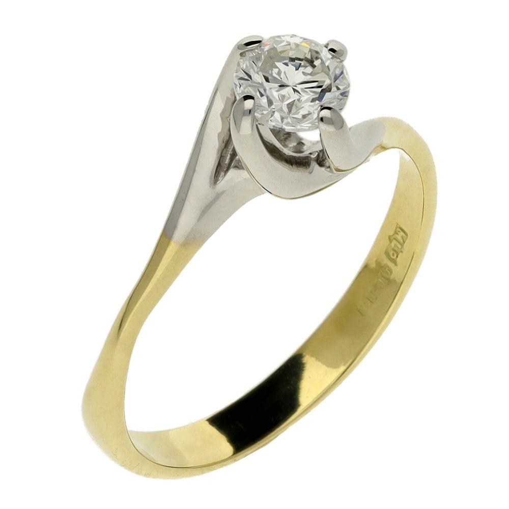 Ladies 18ct White & Yellow Gold 0.40ct Diamond Engagement Ring