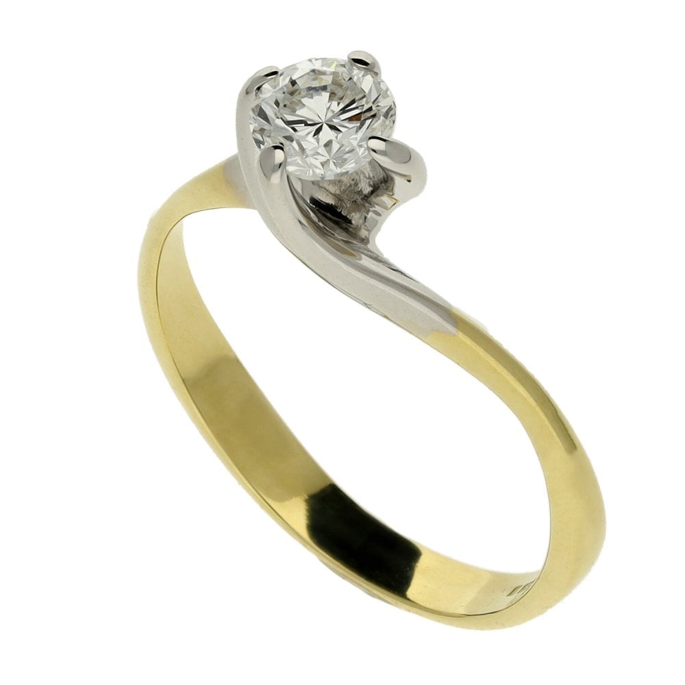 Ladies 18ct White & Yellow Gold 0.40ct Diamond Engagement Ring