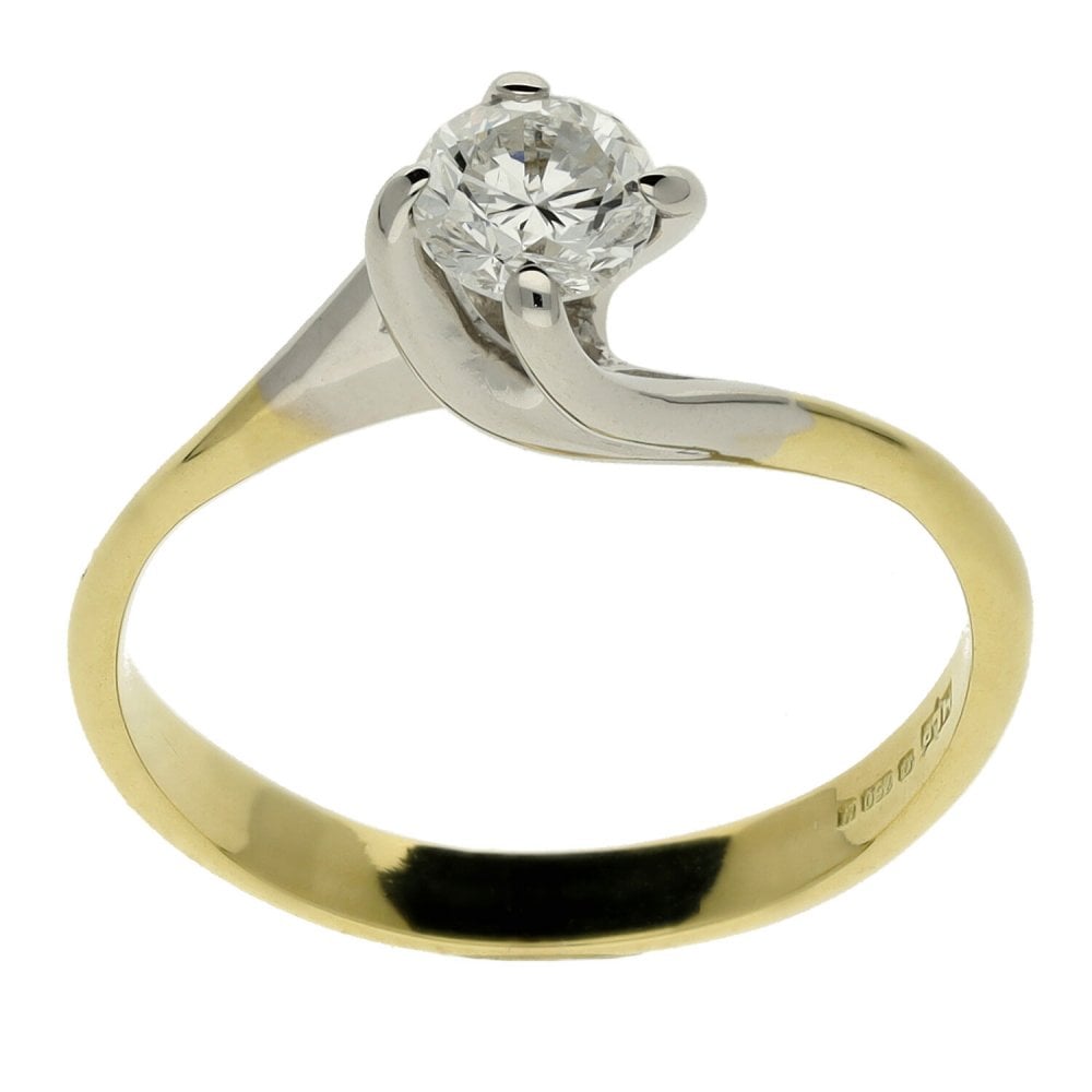 Ladies 18ct White & Yellow Gold 0.40ct Diamond Engagement Ring