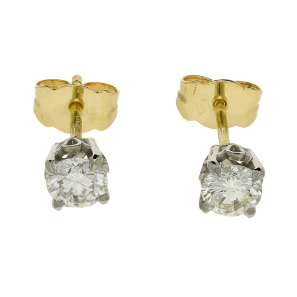 Ladies 18ct Yellow Gold Diamond Stud Earrings - 0.85ct
