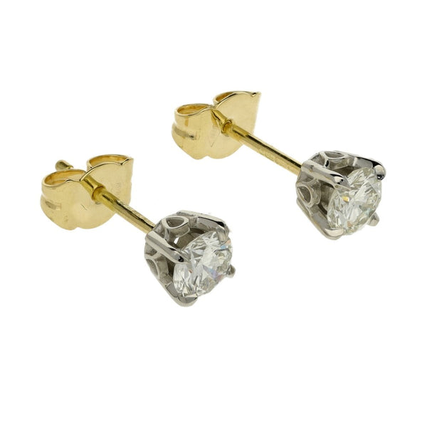 Ladies 18ct Yellow Gold Diamond Stud Earrings - 0.85ct