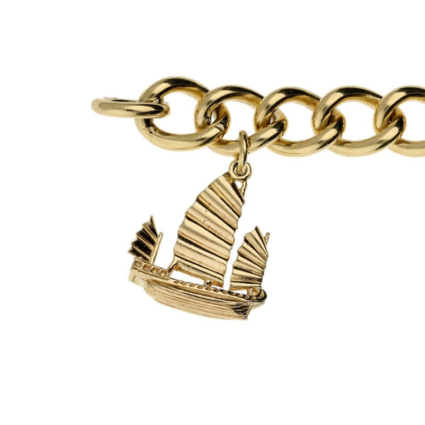 Ladies 9ct Yellow Gold Charm Bracelet - 38.0g
