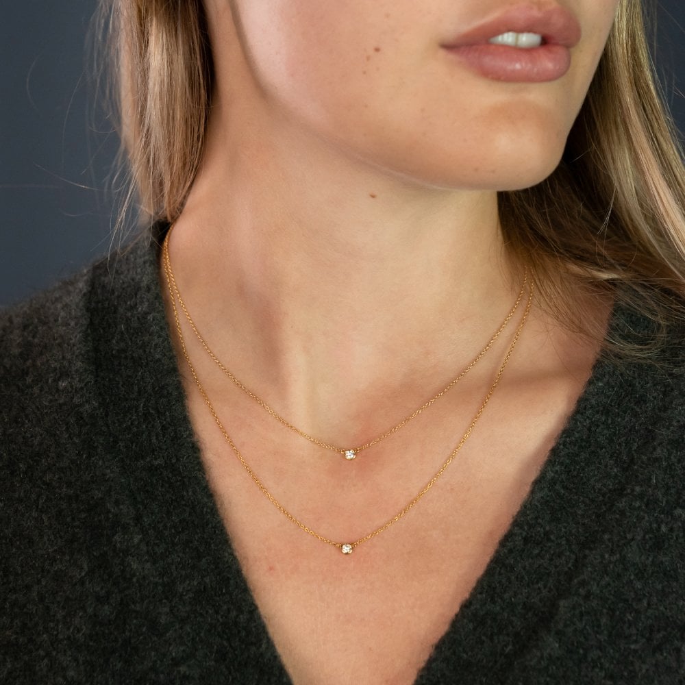 18ct Yellow Gold Diamond By The Yard Pendant & Chain - 0.08ct