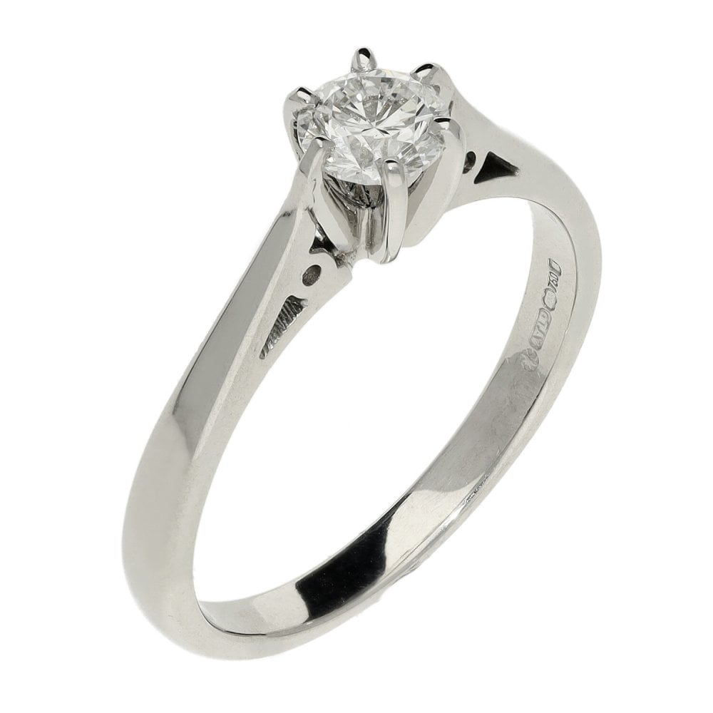 18ct White Gold Six Claw Engagement Ring - 0.50ct