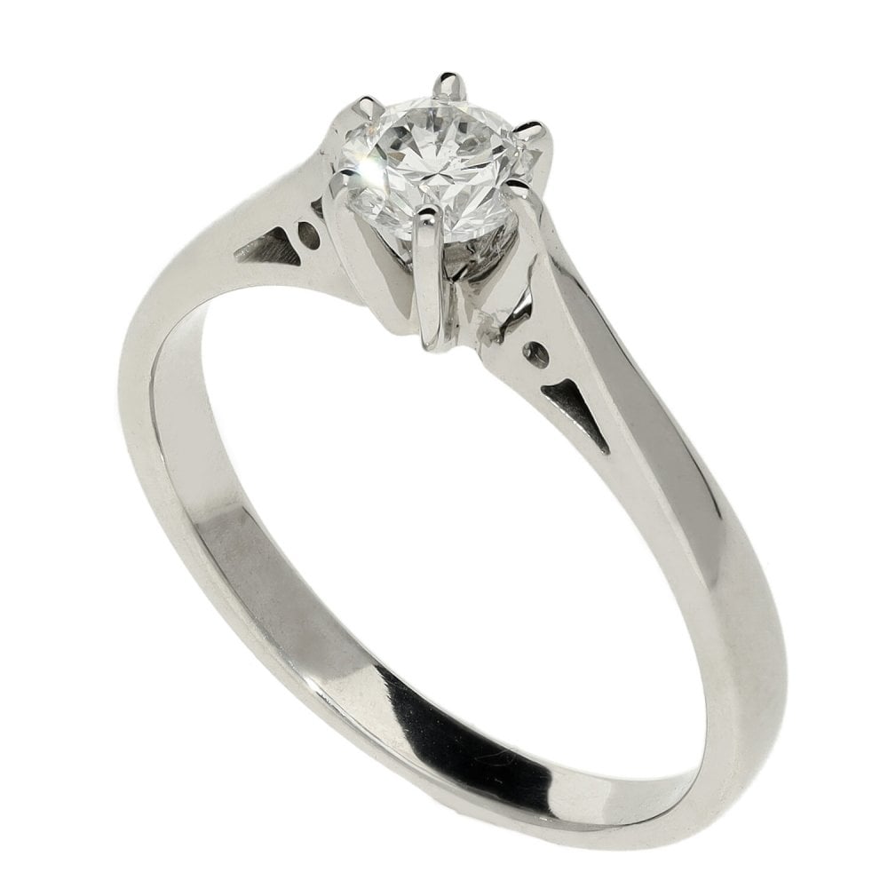 18ct White Gold Six Claw Engagement Ring - 0.50ct