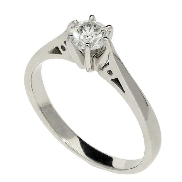 18ct White Gold Six Claw Engagement Ring - 0.50ct