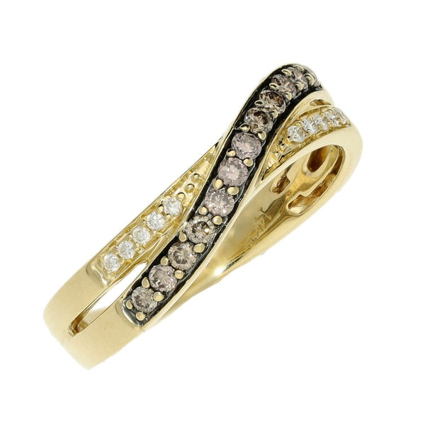 14ct Yellow Gold Diamond Split Wave Ring - 0.23ct
