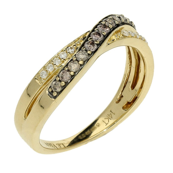 14ct Yellow Gold Diamond Split Wave Ring - 0.23ct