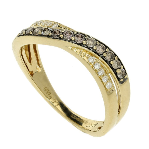 14ct Yellow Gold Diamond Split Wave Ring - 0.23ct