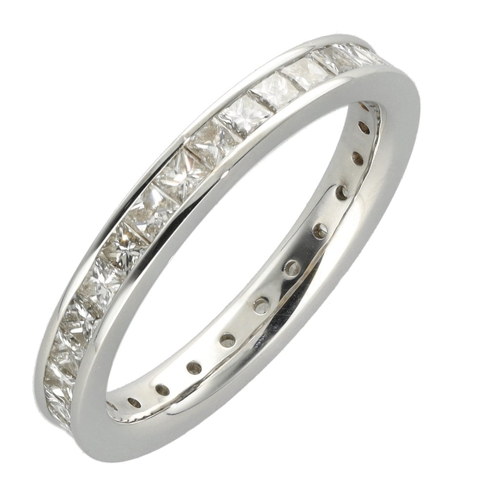 18ct White Gold Princess Cut Full Diamond Eternity Ring - 1.55ct