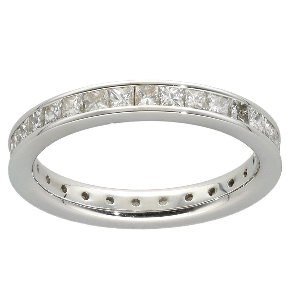 18ct White Gold Princess Cut Full Diamond Eternity Ring - 1.55ct