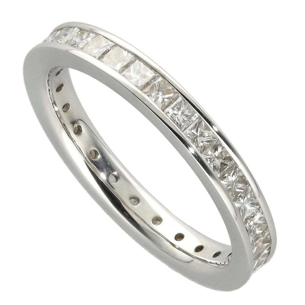 18ct White Gold Princess Cut Full Diamond Eternity Ring - 1.55ct