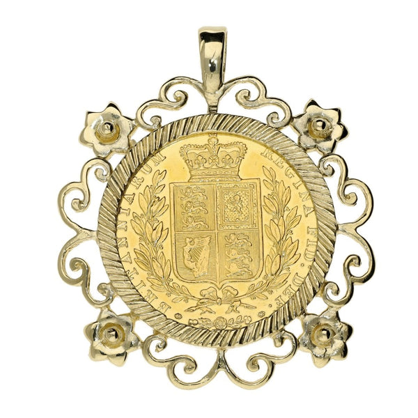 1847 Yellow Gold Full Sovereign Coin Pendant - 11.7g