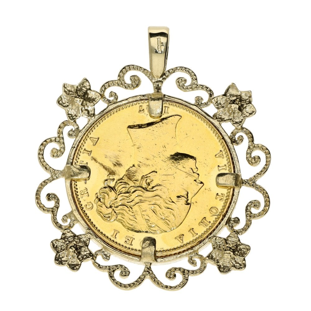 1847 Yellow Gold Full Sovereign Coin Pendant - 11.7g