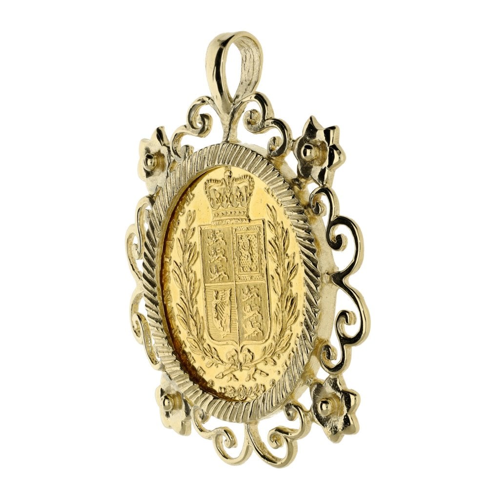 1847 Yellow Gold Full Sovereign Coin Pendant - 11.7g