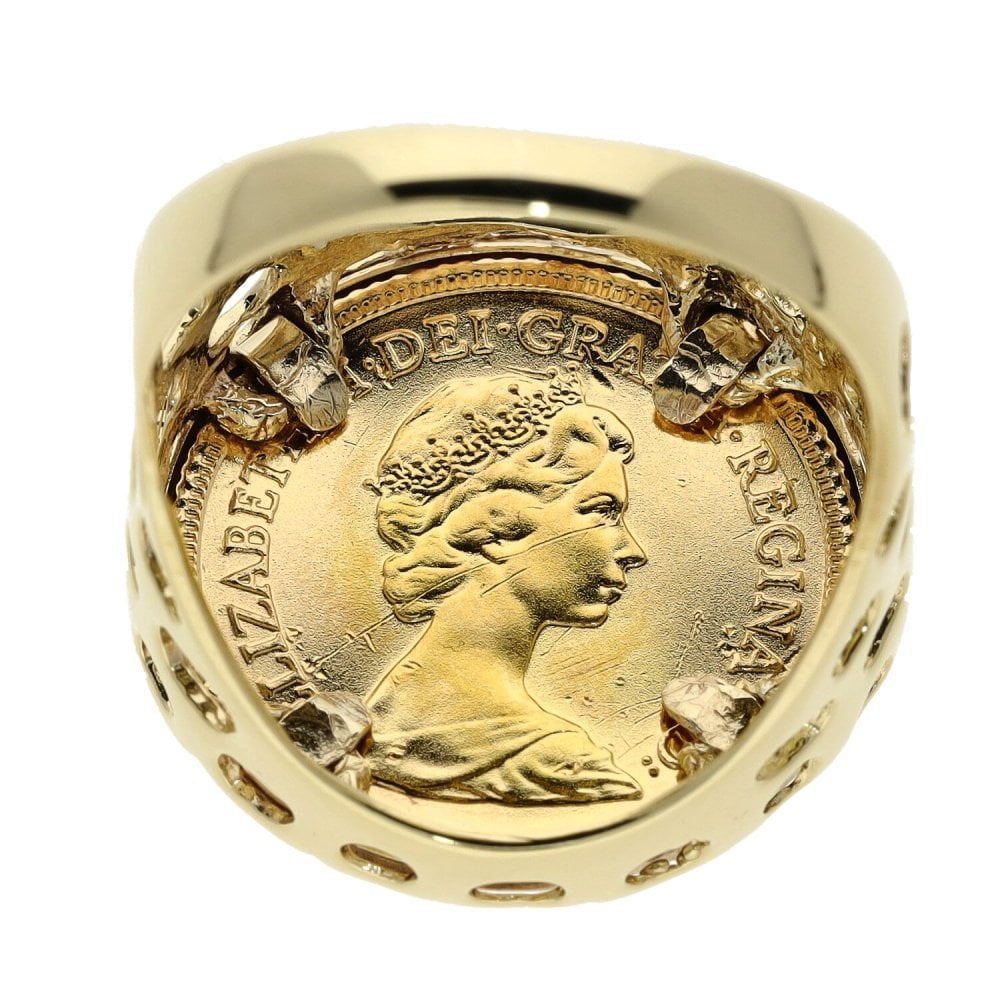 1982 Yellow Gold Half Sovereign Ring - Size S - 8.0g