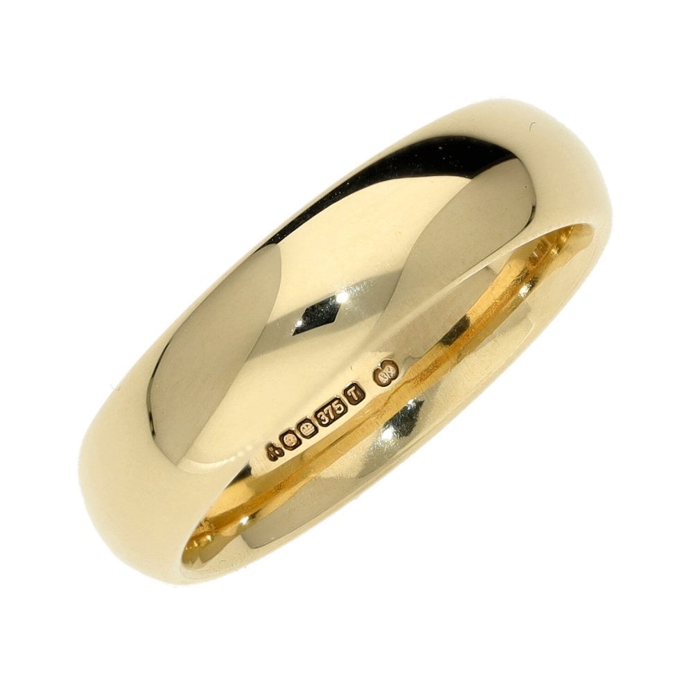 9ct Yellow Gold Court Wedding Ring - Size L