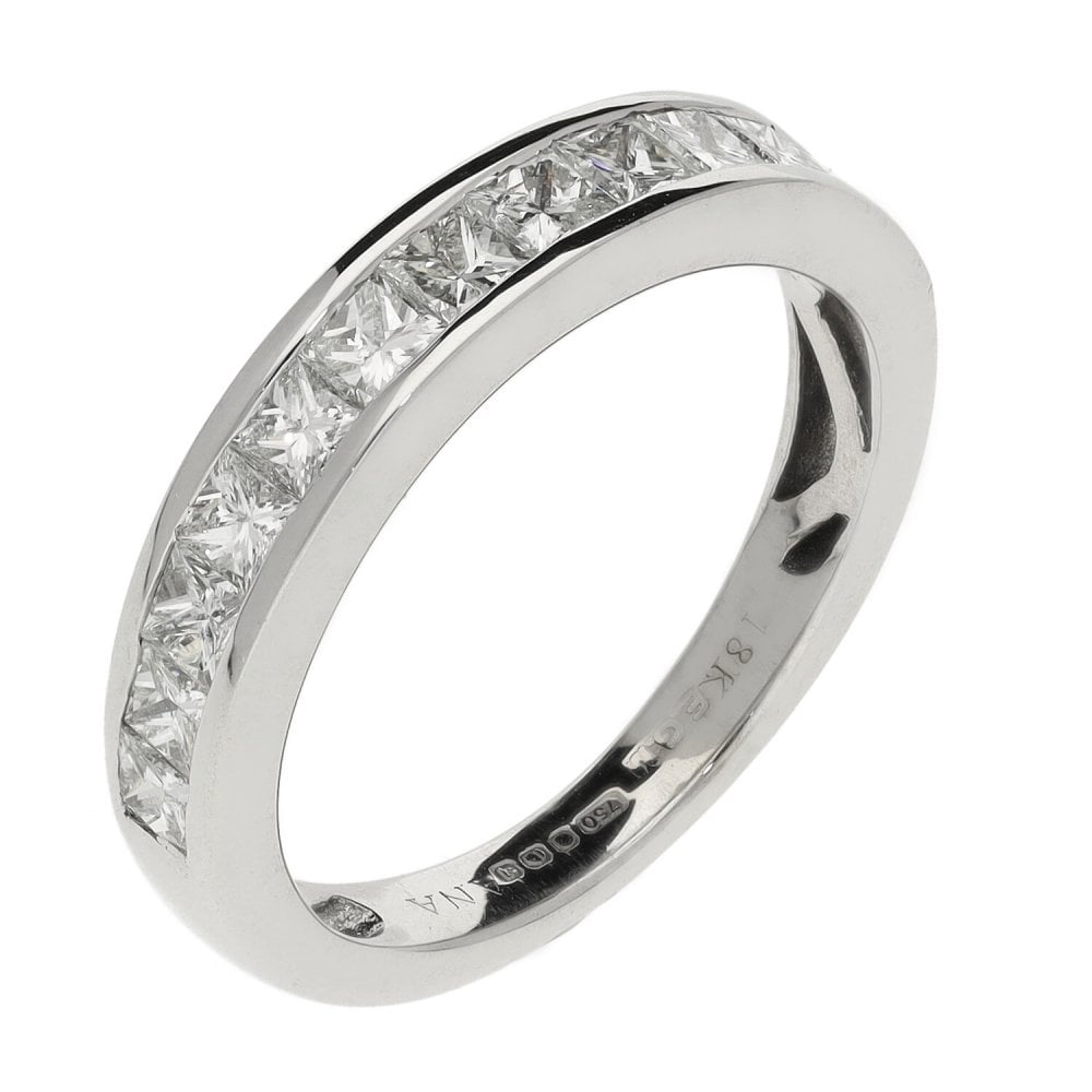 Ladies 18ct White Gold 1.04ct Half Diamond Eternity Ring