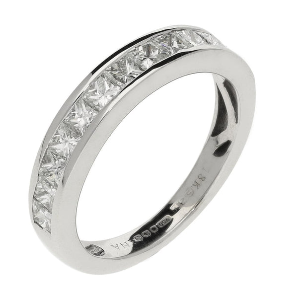 Ladies 18ct White Gold 1.04ct Half Diamond Eternity Ring