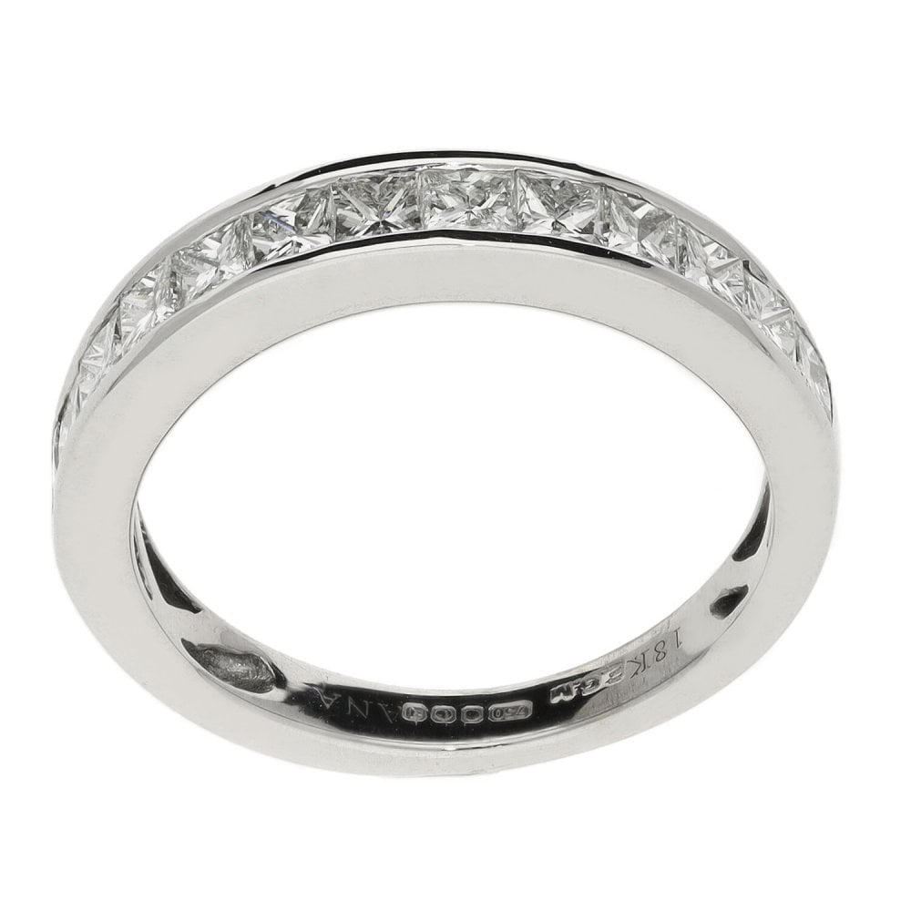 Ladies 18ct White Gold 1.04ct Half Diamond Eternity Ring