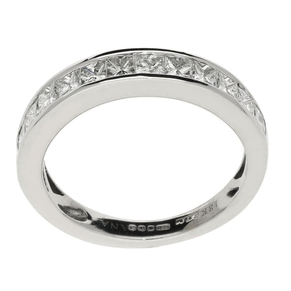 Ladies 18ct White Gold 1.04ct Half Diamond Eternity Ring