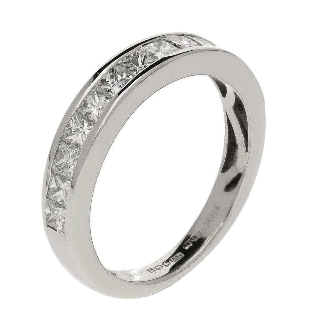 Ladies 18ct White Gold 1.04ct Half Diamond Eternity Ring