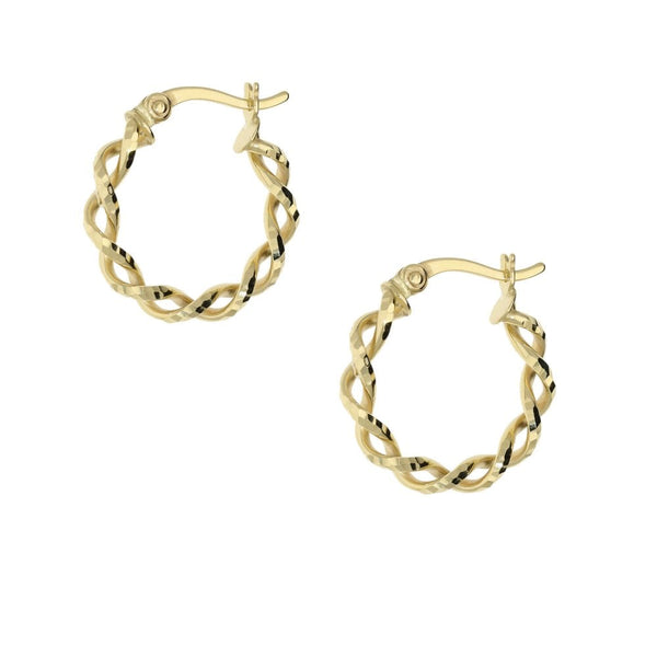 Ladies 9ct Yellow Gold Twist Style Creole Earrings