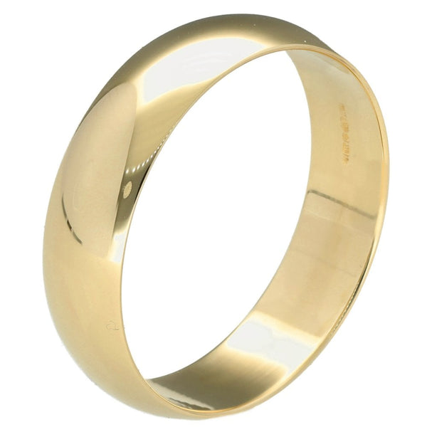 9ct Yellow Gold 6mm D Shape Wedding Ring - Size X  - 4.4g