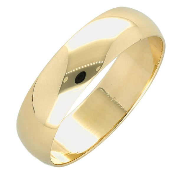 9ct Yellow Gold 6mm D Shape Wedding Ring - Size X  - 4.4g