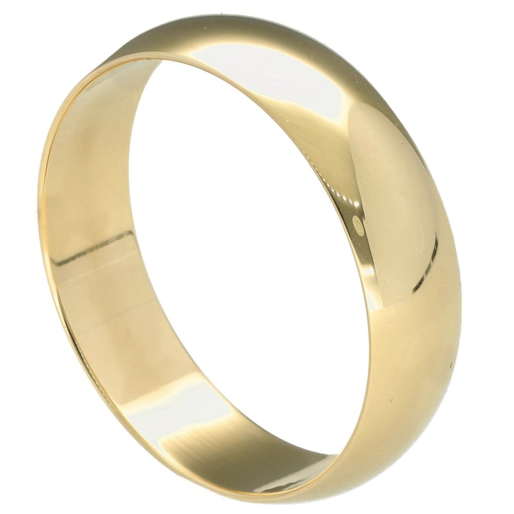 9ct Yellow Gold 6mm D Shape Wedding Ring - Size X  - 4.4g