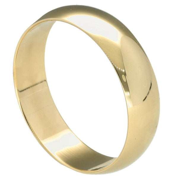 9ct Yellow Gold 6mm D Shape Wedding Ring - Size X  - 4.4g