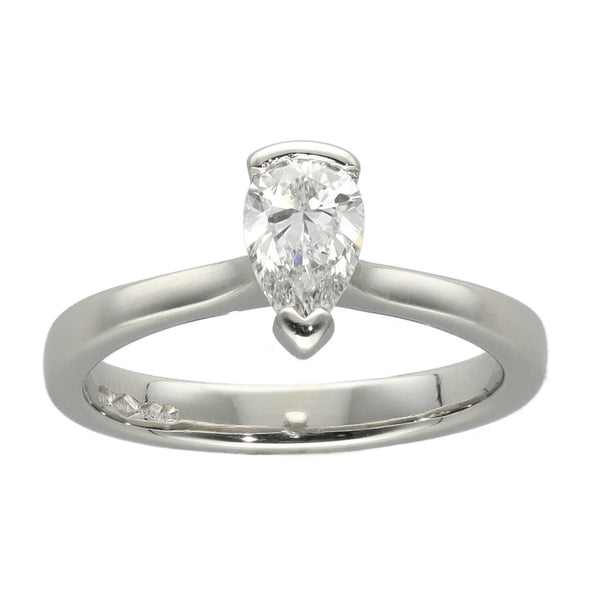 Ladies Platinum Pear Cut Diamond Engagement Ring - 0.50ct