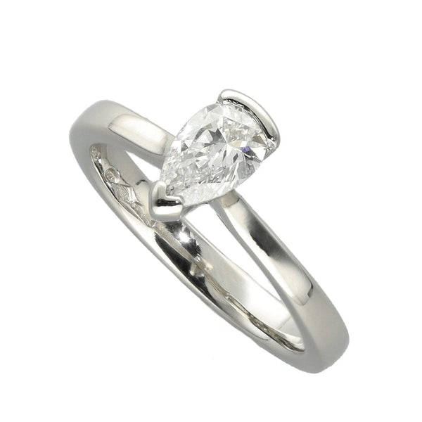 Ladies Platinum Pear Cut Diamond Engagement Ring - 0.50ct