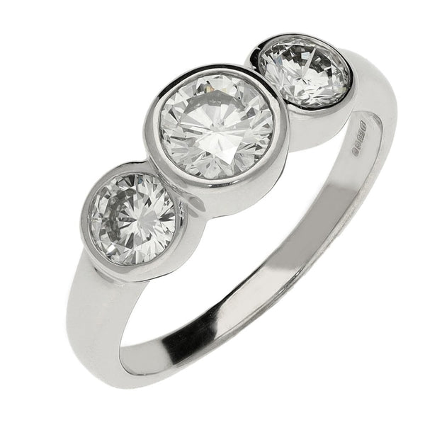 Ladies 18ct White Gold Three Stone Diamond Ring - 1.55ct