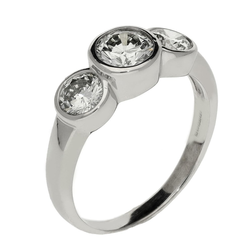 Ladies 18ct White Gold Three Stone Diamond Ring - 1.55ct