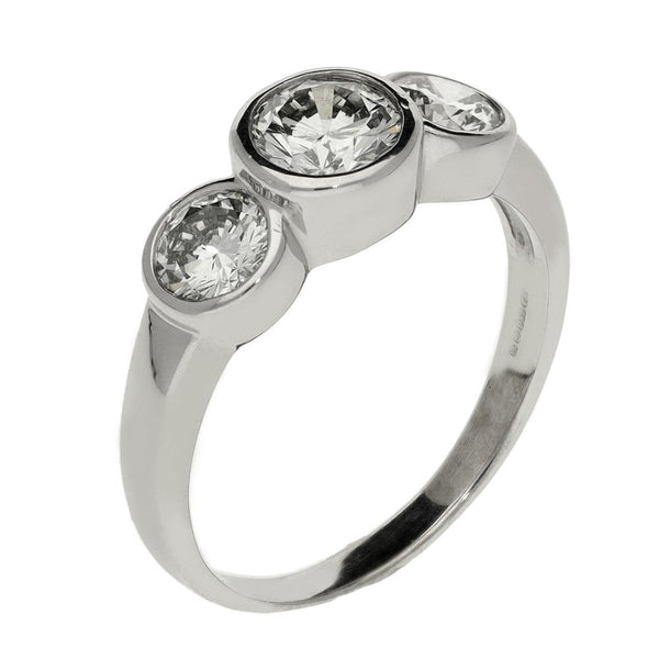 Ladies 18ct White Gold Three Stone Diamond Ring - 1.55ct
