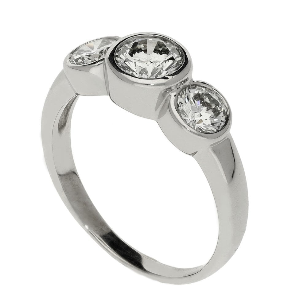 Ladies 18ct White Gold Three Stone Diamond Ring - 1.55ct
