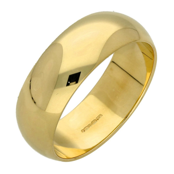9ct Yellow Gold 8mm D Shape Wedding Ring - Size Y - 9.4g